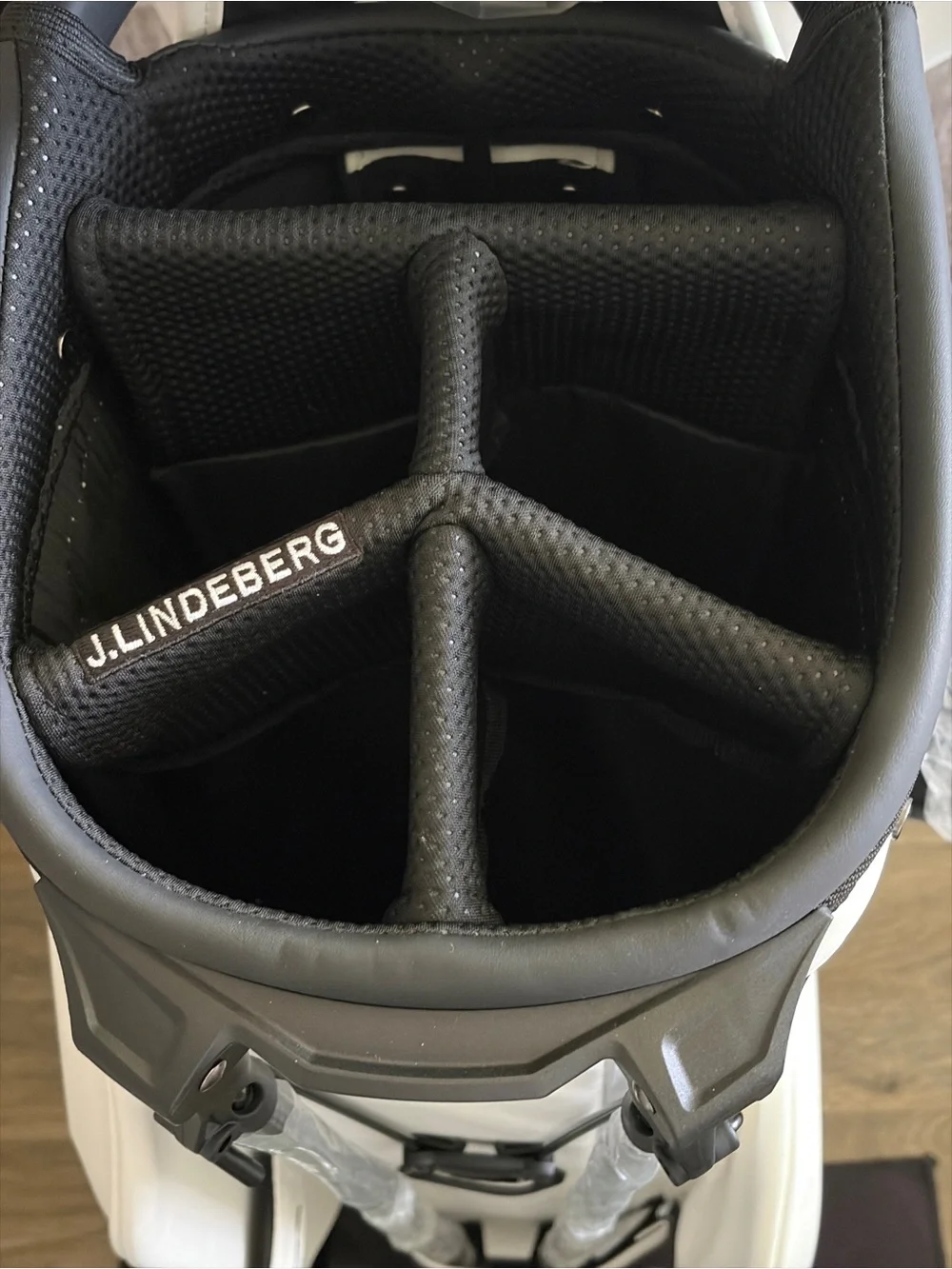 J.Lindeberg White and Black Golf Carry Bag